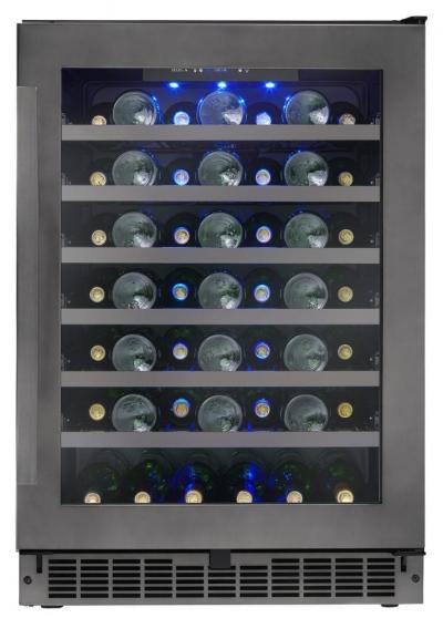 24" Silhouette Single Zone Wine Cellar in Black Stainless Steel  - SSWC056D1B-S