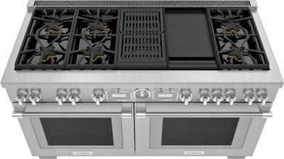 60" Thermador Professional Series Pro Grand Commercial Depth Dual Fuel Range - PRD606WCG